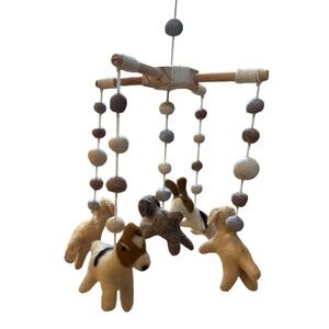 Handmade Dog Puppy Nursery Mobile Kids Neutral Felted Wool Excellent SIZE OS